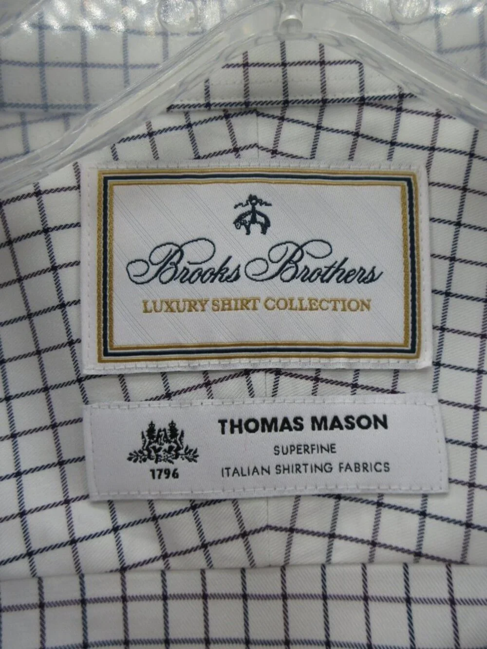 Brooks Brothers Shirt 20 Thomas Mason Madison Luxury Tattersall NEW